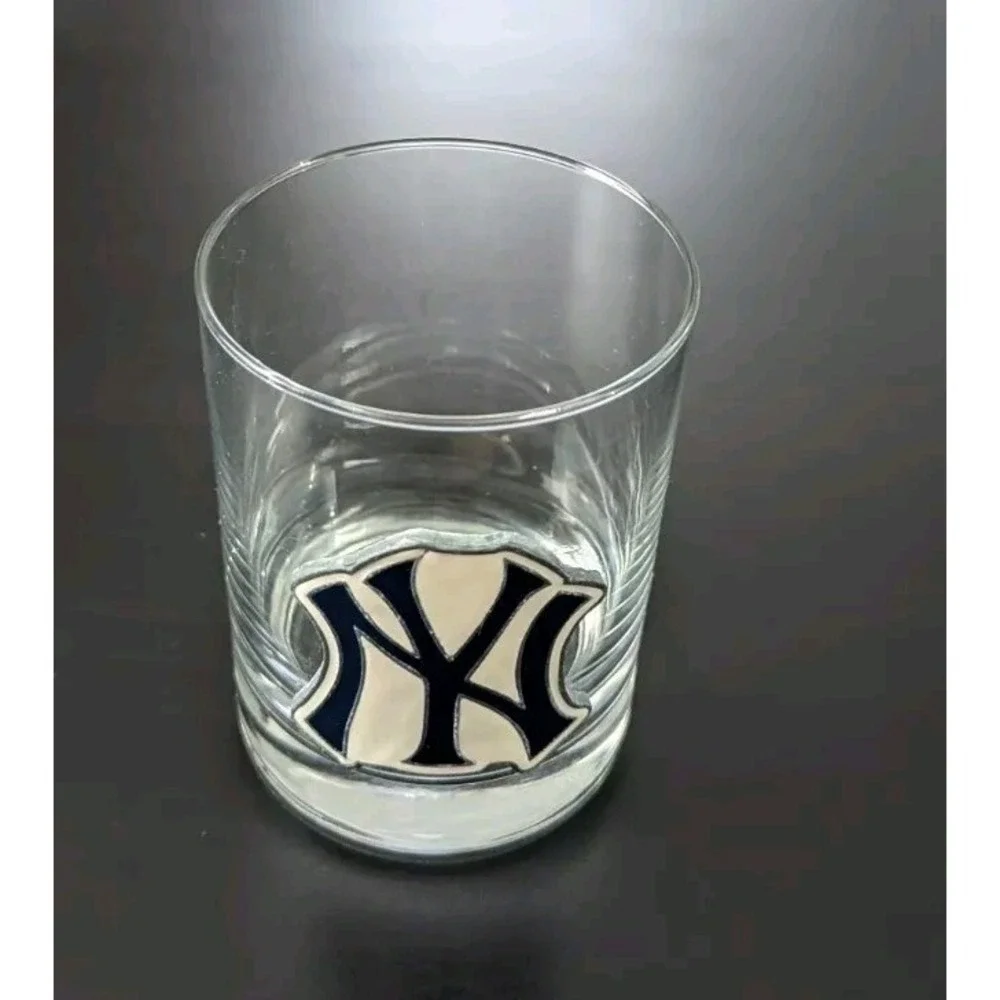 New York Yankees Baseball On The Rocks Glass